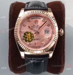 TR Factory V3 Rolex Day-Date Salmon Dial 36mm Watch Leather Strap